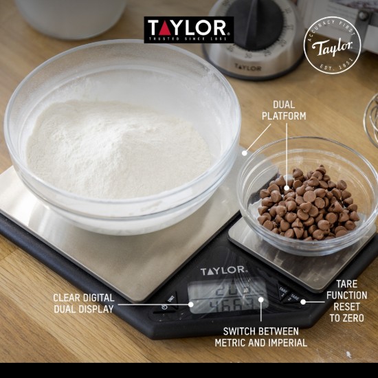 Bilancia da cucina doppia, 27 x 18,5 cm - Taylor Pro