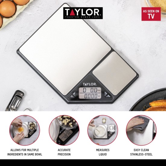 Bilancia da cucina doppia, 27 x 18,5 cm - Taylor Pro