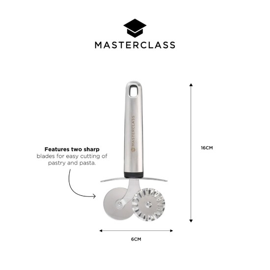 Kétkerekű tésztavágó, rozsdamentes acél, 16 cm, "Master Class" - Kitchen Craft márka