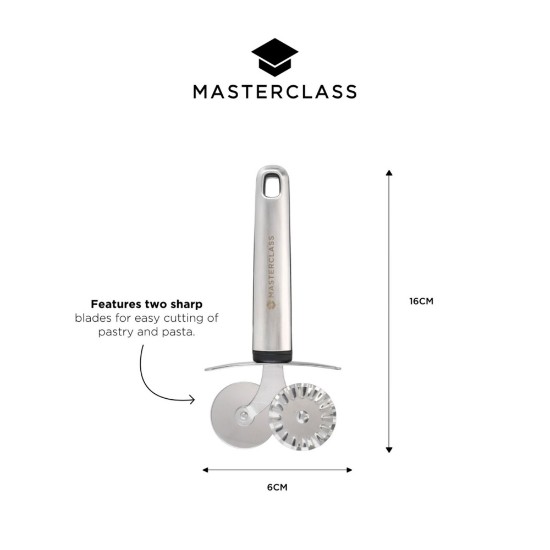 Kaksipyöräinen konditorialeikkuri, ruostumaton teräs, 16cm, "Master Class" - Kitchen Craft 