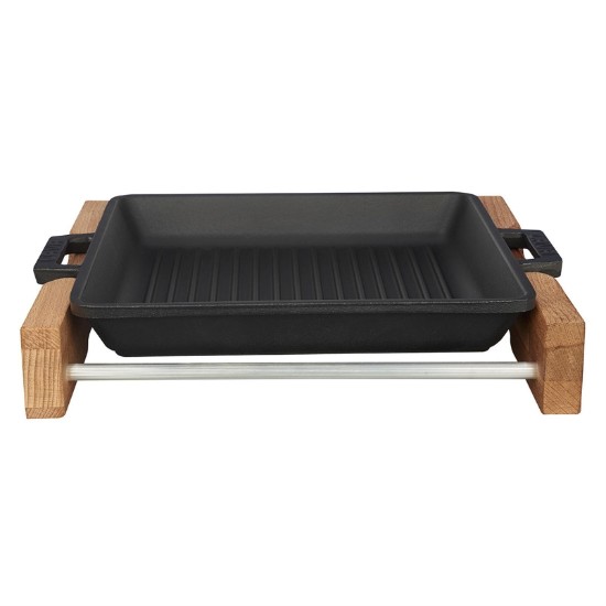 Grill tray, 26 x 26 cm, with wooden stand - LAVA brand