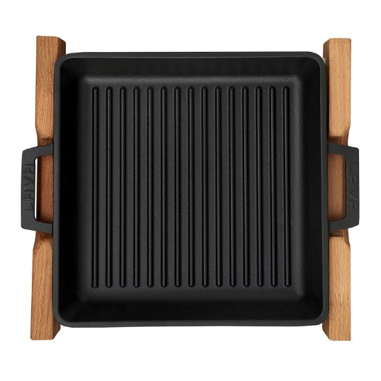 Grill tray, 26 x 26 cm, with wooden stand - LAVA brand