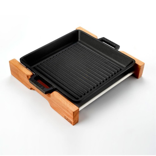 Grill tray, 26 x 26 cm, with wooden stand - LAVA brand
