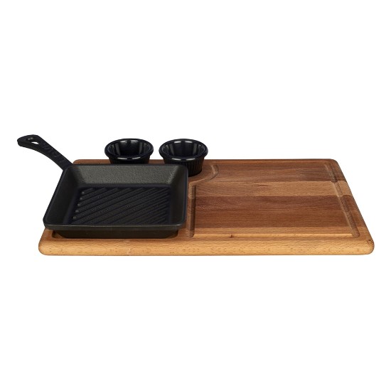 Set of grill pan, cast iron, 16 x 16 cm, with stand - LAVA