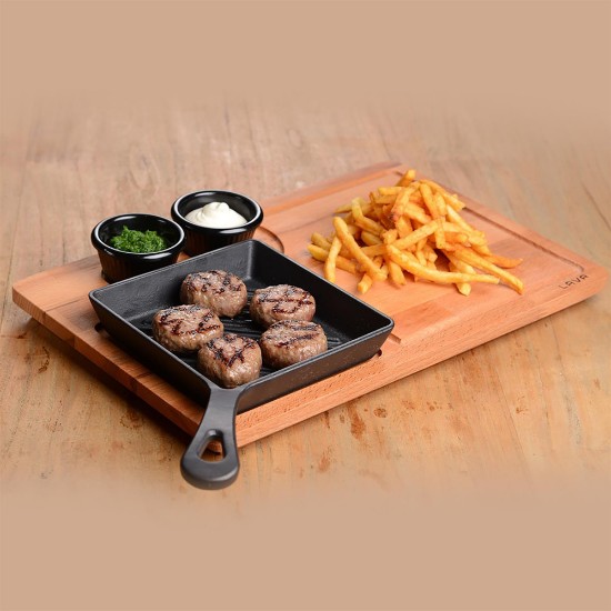 Set grillpan, gietijzer, 16 x 16 cm, met standaard - LAVA