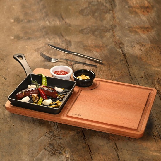 Set of grill pan, cast iron, 16 x 16 cm, with stand - LAVA