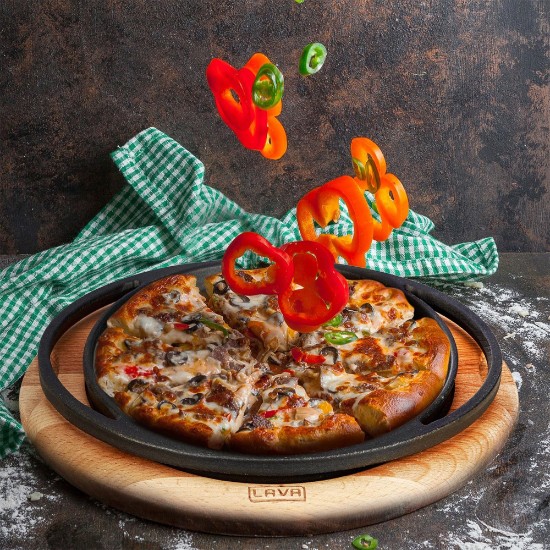 Poêle à pizza/crêpe avec support en bois, 20 cm - LAVA