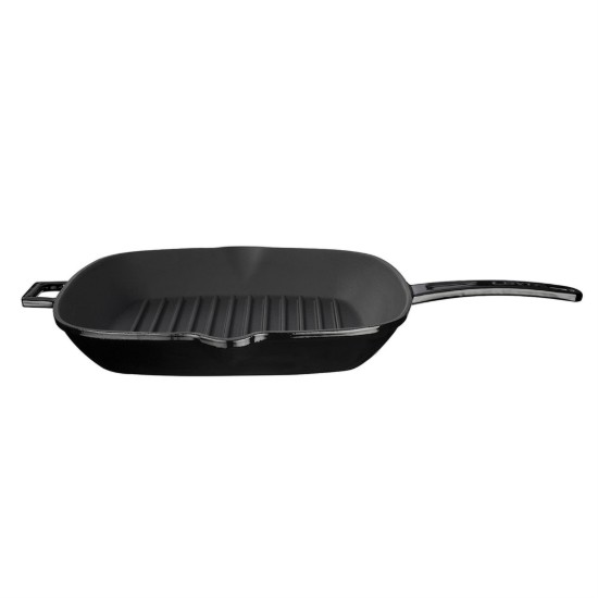 Quadratische Grillpfanne, Gusseisen, 28 × 28 cm, schwarz – Marke LAVA