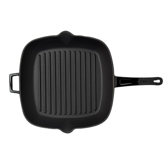 Square grill pan, cast iron, 28 × 28 cm, black - LAVA brand
