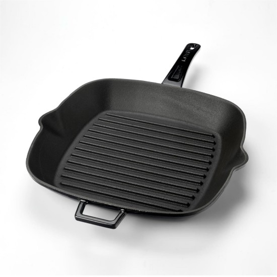 Quadratische Grillpfanne, Gusseisen, 28 × 28 cm, schwarz – Marke LAVA