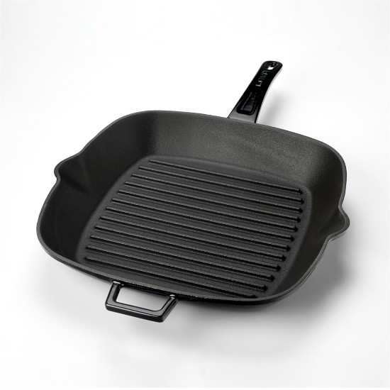 Poêle grill carrée, fonte, 28 × 28 cm, noire - Marque LAVA