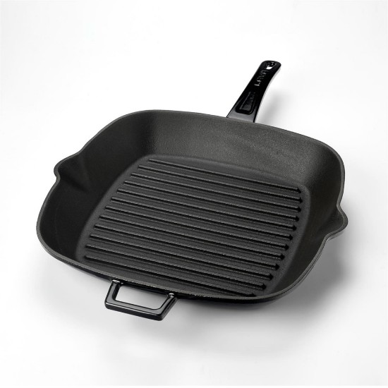 Square grill pan, cast iron, 28 × 28 cm, black - LAVA brand