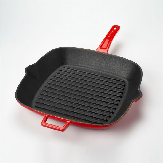 Square grill pan, 28 x 28 cm, red - LAVA brand