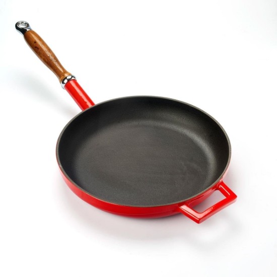 Cast iron frying pan, 28 cm, red, LAVA brand