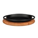 Bandeja Ovalada De Hierro Fundido, 21 X 14 Cm, Con Soporte De Madera --image
