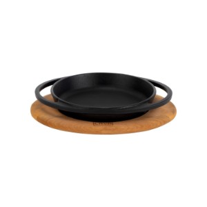 Cast iron dish, 12 cm, with wooden stand - LAVA brand