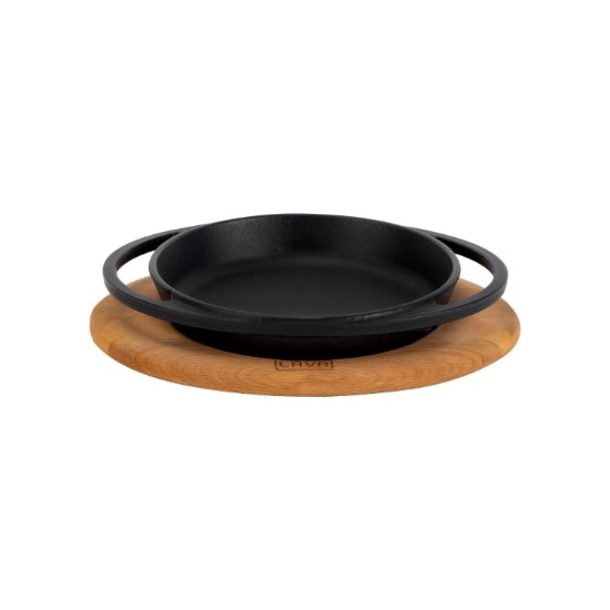 Cast iron dish, 12 cm, with wooden stand - LAVA brand