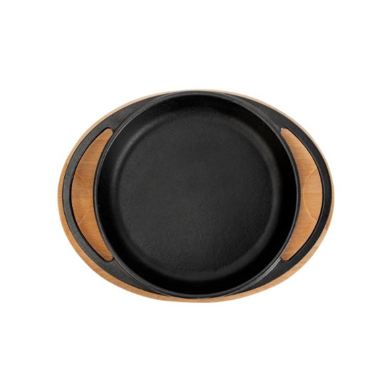 Litinová miska, 12 cm, s dřevěnou podpěrou - značka LAVA