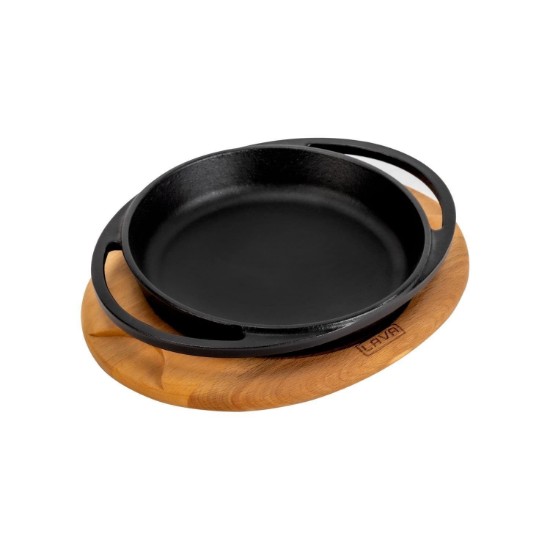 Plato de hierro fundido, 12 cm, con soporte de madera - marca LAVA