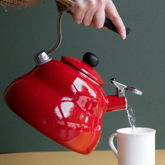 Kitla whistling, stainless steel, 2L, Aħmar - La Cafetière