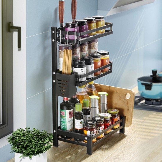 Spice rack, carbon steel, 35.5 x 23 x 60 cm - Zokura