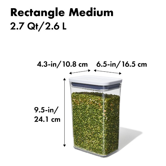 Прямоугольный пищевой контейнер, пластик, 16 x 11 x 24 см, 2,6 л - OXO