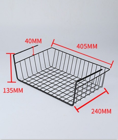 Hanging under-shelf basket, carbon steel, 40.5 x 25.5 x 13.5 cm - Zokura