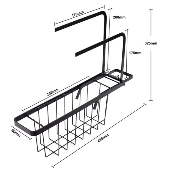 Uttrekkbar holder for kjøkkensvamper, karbonstål - Zokura