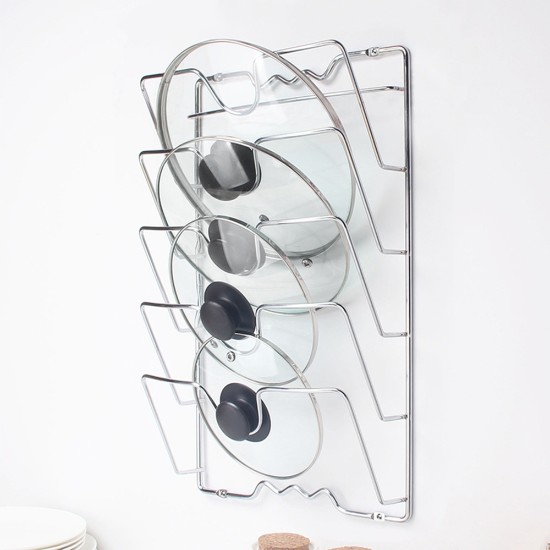 Wall-mounted holder for lids, chromed steel - Zokura