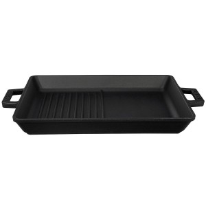 Dual tray with grill griddles and flat surface, 26 x 32 cm, LAVA