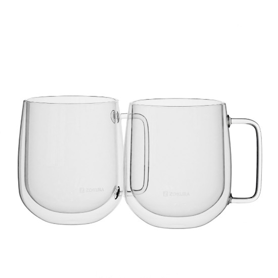 Set of 2 glass mugs, double-walled, 450 ml - Zokura