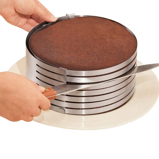 Állítható tortaszeletelő gyűrű, rozsdamentes acél, 15/20x8,5 cm - Zokura