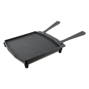 Two-sided cast iron hotplate/grill, with rack, 34.6 x 31.8 cm - Ooni