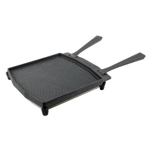 Zweiseitige Kochplatte/Grill aus Gusseisen, mit Rost, 34,6 x 31,8 cm – Ooni