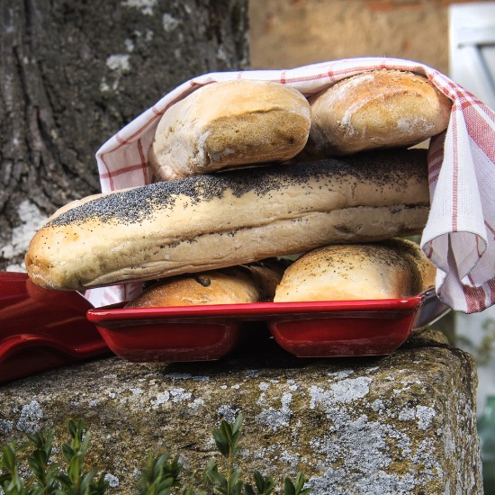 Ciabatta kenyérsütő, kerámia, 39 x 23 cm, Burgundy - Emile Henry