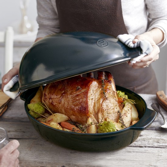 Chicken roasting dish, 41.5 × 27.5 × 22 cm/4 l, Charcoal - Emile Henry