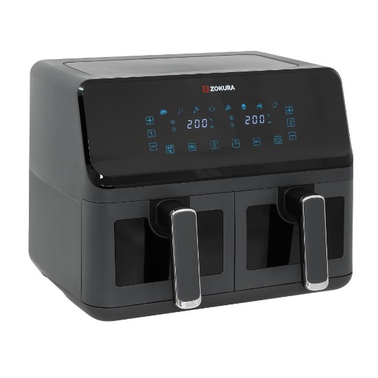 Double hot air fryer, 8 L, 1350+1350 W - Zokura