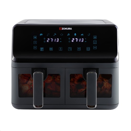 Double hot air fryer, 8 L, 1350+1350 W - Zokura