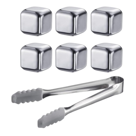 Set of 6 cooling cubes and tongs, stainless steel - Westmark