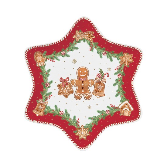 Zvaigžņu formas šķīvis, porcelāns, 22,5 × 22,5 cm, "Fancy Gingerbread" - Nuova R2S