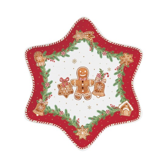 Półmisek w kształcie gwiazdy, porcelana, 22,5 × 22,5 cm, "Fancy Gingerbread" - Nuova R2S