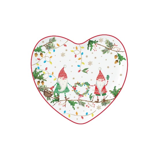 Plato en forma de corazón, 20 x 19 cm, "READY FOR CHRISTMAS", porcelana - marca Nuova R2S