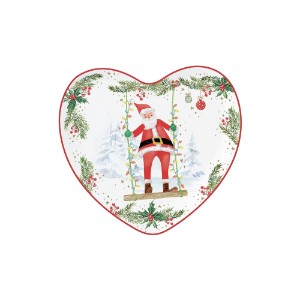 Тарелка в форме сердца, фарфор, 20x19 см, "JOYFUL SANTA" - бренд Nuova R2S