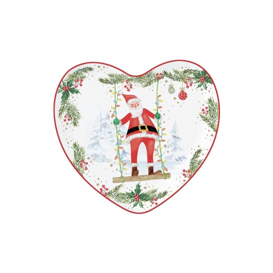 Plato en forma de corazón, porcelana, 20x19 cm, "JOYFUL SANTA" - Marca Nuova R2S