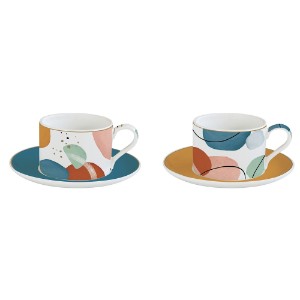 2-piece cup and saucer set, porcelain, 240ml, "Shapes" - Nuova R2S