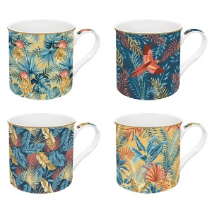 Set of 4 porcelain mugs, 300ml, "Atmosphere Equatorial" - Nuova R2S