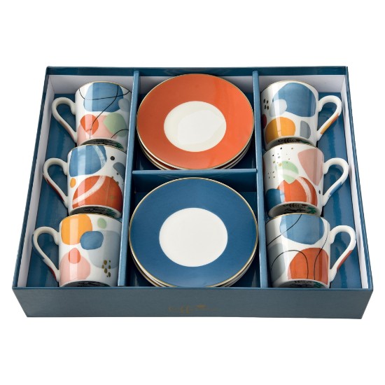 6-piece cup and saucer set, porcelain, 100ml, "Shapes" - Nuova R2S