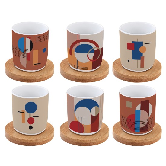 Conjunto de 6 xícaras e pires, porcelana, 70ml, "Bauhaus" - Nuova R2S