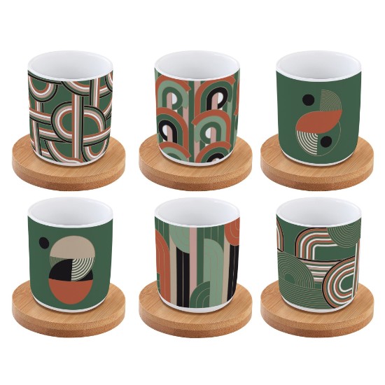 Set 6 skodelic in krožničkov, porcelan, 70ml, "Geometrical" - Nuova R2S