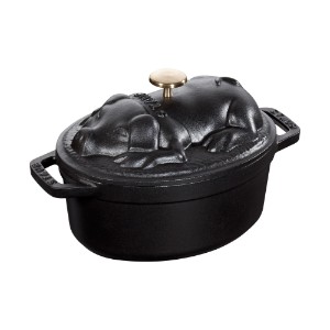"Cocotte cochon" cooking pot, cast iron, 17cm/1L, Black - Staub